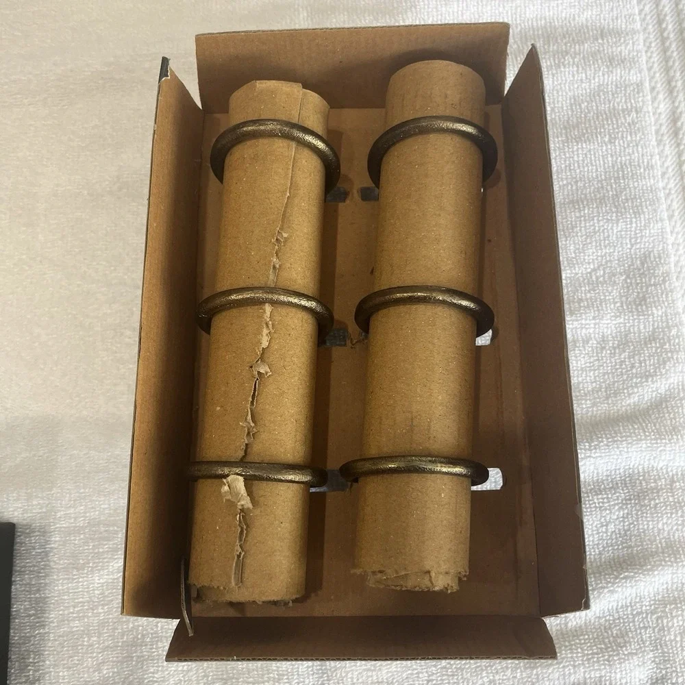 Rachel Zoe Set Of 6 Skull Napkin Rings See Hear Speak No Evil Antique Gold Metal